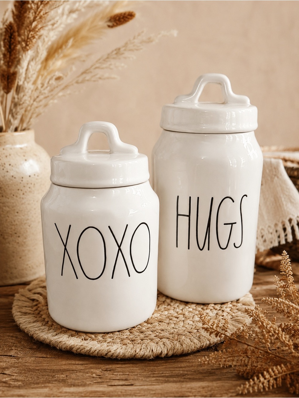 Rae Dunn Canisters Hugs‎ & XOXO LL Farmhouse Valentines Storage Kitchen Decor
